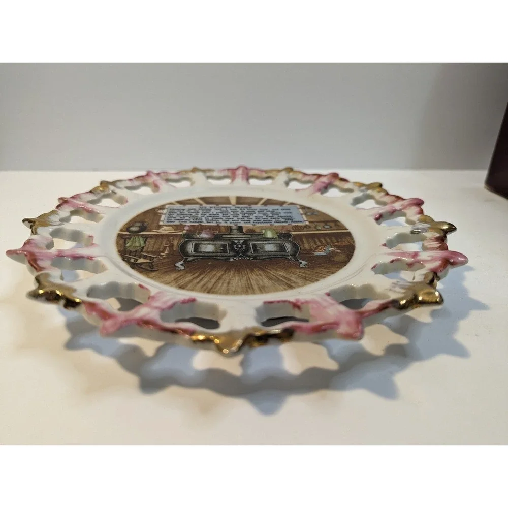 Vintage pink and‎ gold lattice plate my kitchen prayer